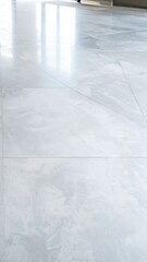 Polished Concrete Floor Surface Showing Faint Tumble Marks And Reflective Light With Gray Tones In Interior Setting
