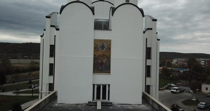 Drone view of the Cathedral of the Ascension of God in Ostroveni, Ramnicu Valcea