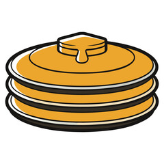 Steaming Pancake Stack with Syrup Drizzle Breakfast Food Illustration Vector File