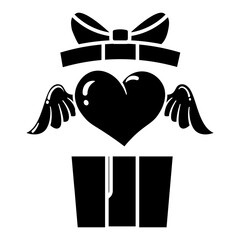 Winged Heart Gift: A Symbol of Love and Affection Icon vector solid style