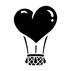 Heart-Shaped Hot Air Balloon: A Romantic Flight of Fancy Icon vector solid style