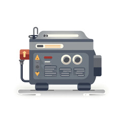 Fototapeta premium A compact, gray industrial engine with control panel and fuel line.