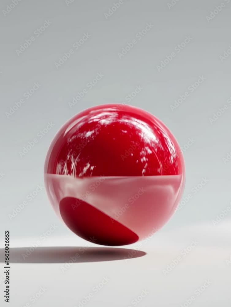 Aufkleber Floating Shiny Red Sphere with Glossy Texture and Light Reflection Modern Abstract Visual with Shadow and Dynamic Elegance Against Neutral Background