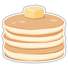 Steaming Pancake Stack with Syrup Drizzle Breakfast Food Illustration Vector File