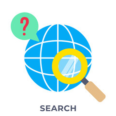 Single Icon Search, Education Icon in Flat Style