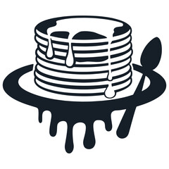 Steaming Pancake Stack with Syrup Drizzle Breakfast Food Illustration Vector File