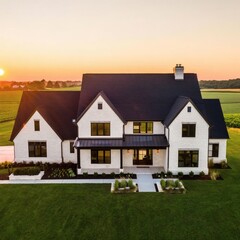 Stunning Modern Farmhouse Design White Brick Exterior with Black Roof