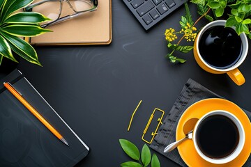High Detail Image of Flat Lay Office Desk Concept