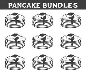 Seamless Pancake Stack Pattern with Butter and Syrup Breakfast Food Illustration Vector File