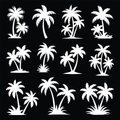 Palm Trees Silhouettes White