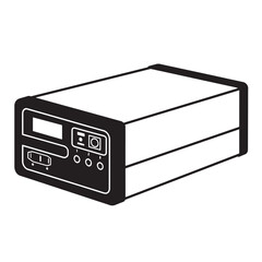 Obraz premium Black and white power station icon illustrating charging battery and technology