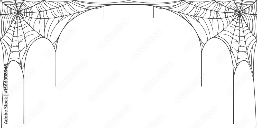 Wall mural halloween cobweb frame border, spider web vector isolated on transparent background. vector eps