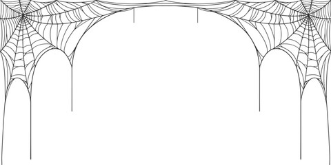 Halloween Cobweb frame border, spider web Vector Isolated on Transparent Background. Vector eps