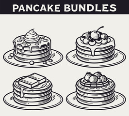 Seamless Pancake Stack Pattern with Butter and Syrup Breakfast Food Illustration Vector File