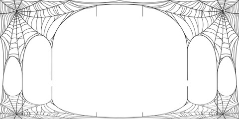 Halloween Cobweb frame border, spider web Vector Isolated on Transparent Background. Vector eps