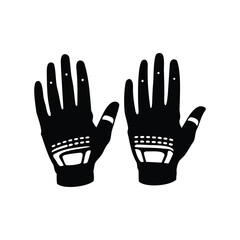 Black and white graphic depiction of a pair of protective gloves
