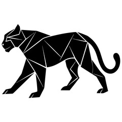 Obraz premium A black geometric panther is walking isolated on white background