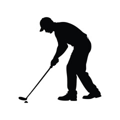 Silhouette of a golfer preparing to swing on a white background