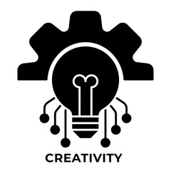 Single Icon Creativity, Education Icon in Glyph Style, Icon Solid Style