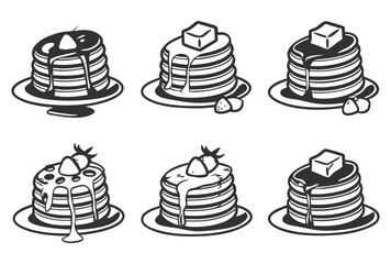 Seamless Pancake Stack Pattern with Butter and Syrup Breakfast Food Illustration Vector File