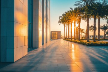 high definition view of modern background walkway building wall