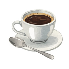 Vector watercolor illustration / 水彩テイストのコーヒー