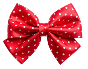  Loose Untied Red Bow Tie with Polka Dot Pattern, Transparent PNG