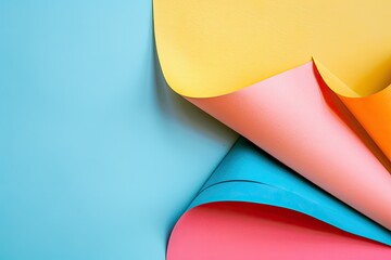 Detailed Color Image of Flat Lay of Vibrant Paper with Bent Corner