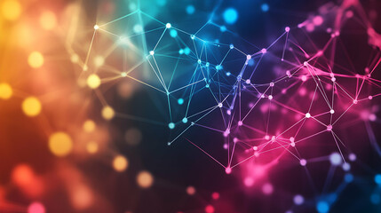 Abstract Network Glowing Colorful Connection Technology Background