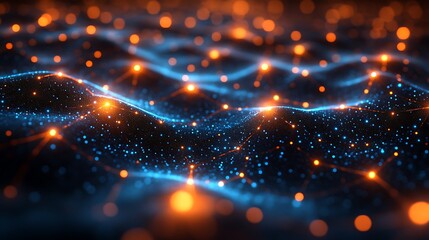 Fototapeta premium Abstract glowing particles background illustration