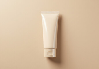Minimal Cosmetic Tube on Beige Background

