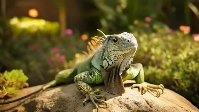 Iguan in a garden setting