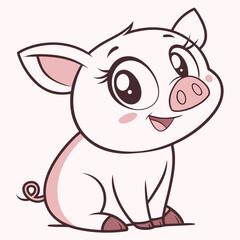 Adorable Cartoon Piglet Illustration Cute Farm Animal Character
