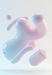 Abstract Soft Pastel Shapes in Floating Composition.