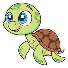 Obraz premium Adorable Cartoon Sea Turtle Illustration for Children
