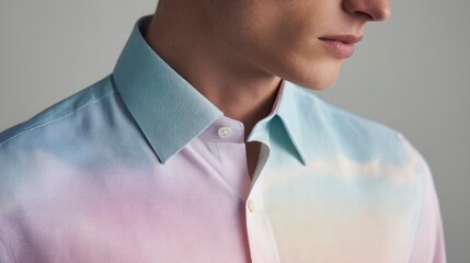 Person wearing a colorful gradient shirt fashion and style portrait