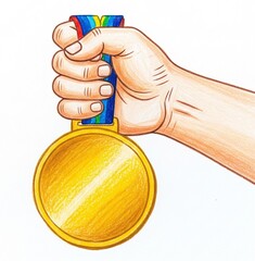 hand holding a gold coin medal
