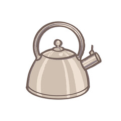 Stainless Steel Kettle – Hand Drawn Teapot Illustration