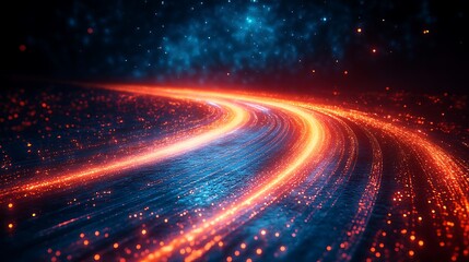 Abstract glowing road trails illustration