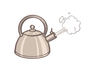 Steaming Stainless Steel Kettle Illustration