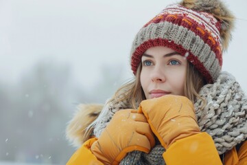 High Detail Image of Woman with Warm Winter Equipment