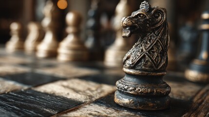 Close-up of a decorative chess knight
