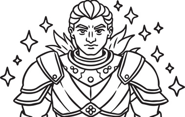 Cartoon vector illustration of a warrior character with a sword