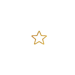 A single yellow star shape on a plain white background isolated shot