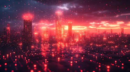 Futuristic cityscape at dawn illustration