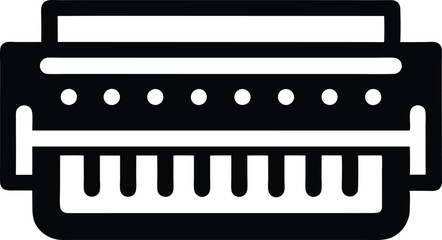 black silhouette of a harmonium on white background