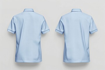 Flawless Visual of Light Blue Polo Shirt Front and Back View White