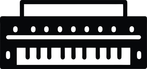 black silhouette of a harmonium on white background