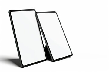 High Resolution Visual of Two Tablet Computers, Isolated on White Background