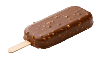 Chocolate covered ice pop with sprinkles isolated on transparent background